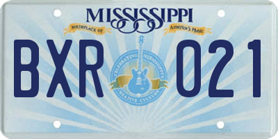 MS license plate BXR021