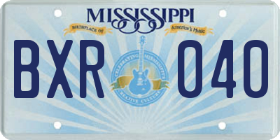 MS license plate BXR040