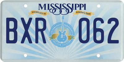 MS license plate BXR062