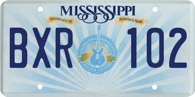 MS license plate BXR102