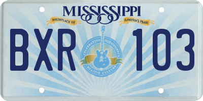 MS license plate BXR103
