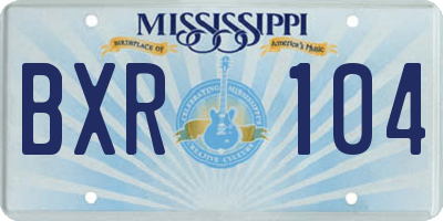 MS license plate BXR104