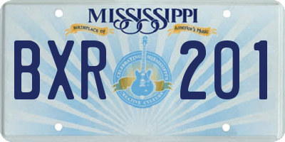 MS license plate BXR201