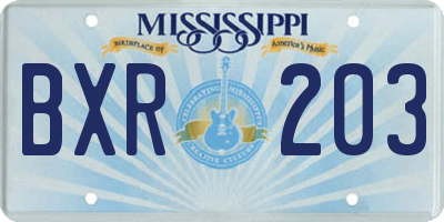 MS license plate BXR203