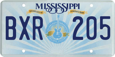MS license plate BXR205