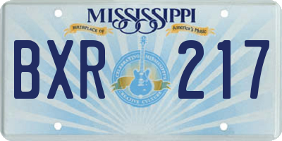 MS license plate BXR217