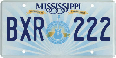 MS license plate BXR222