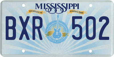 MS license plate BXR502