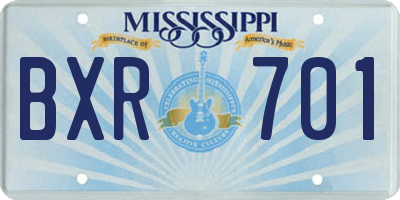 MS license plate BXR701