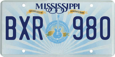 MS license plate BXR980