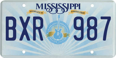 MS license plate BXR987