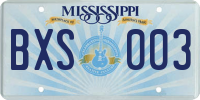 MS license plate BXS003