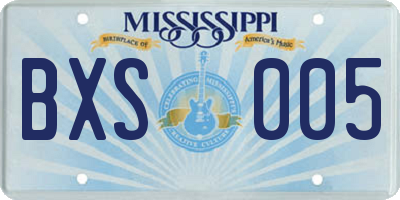 MS license plate BXS005