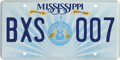 MS license plate BXS007
