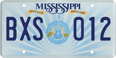 MS license plate BXS012