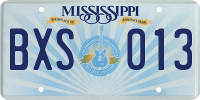 MS license plate BXS013