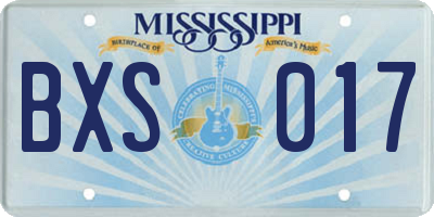 MS license plate BXS017