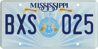 MS license plate BXS025