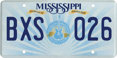 MS license plate BXS026