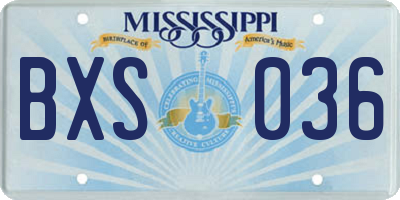 MS license plate BXS036