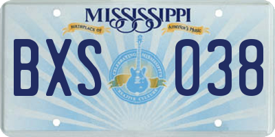 MS license plate BXS038