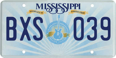MS license plate BXS039