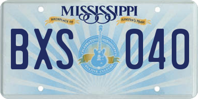 MS license plate BXS040