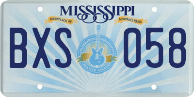 MS license plate BXS058