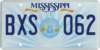 MS license plate BXS062