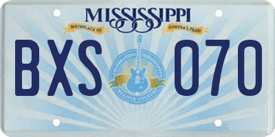 MS license plate BXS070