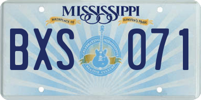 MS license plate BXS071