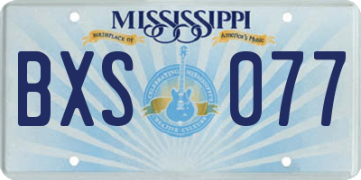 MS license plate BXS077