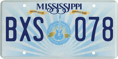 MS license plate BXS078