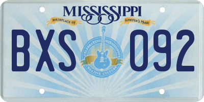 MS license plate BXS092