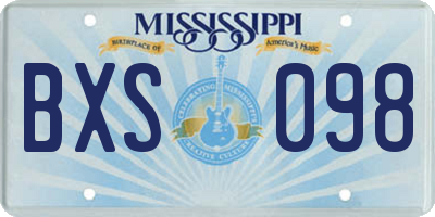 MS license plate BXS098