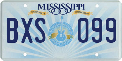 MS license plate BXS099