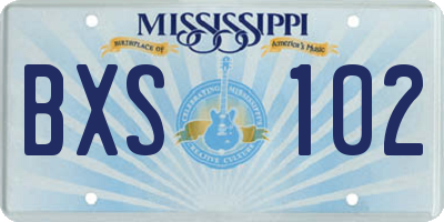 MS license plate BXS102