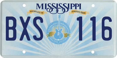 MS license plate BXS116
