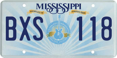 MS license plate BXS118