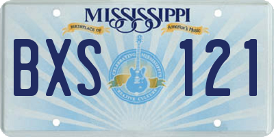 MS license plate BXS121