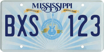 MS license plate BXS123