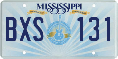MS license plate BXS131