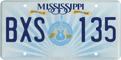 MS license plate BXS135