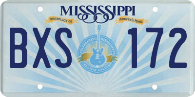 MS license plate BXS172