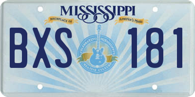 MS license plate BXS181