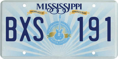 MS license plate BXS191