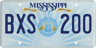 MS license plate BXS200