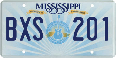 MS license plate BXS201