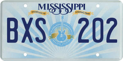 MS license plate BXS202