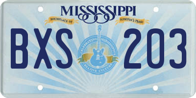 MS license plate BXS203